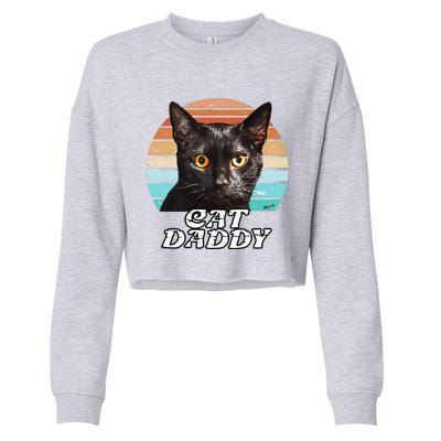 Cat Daddy Black Cat Vintage Eighties Style Cat Retro Cute Dog Cropped Pullover Crew