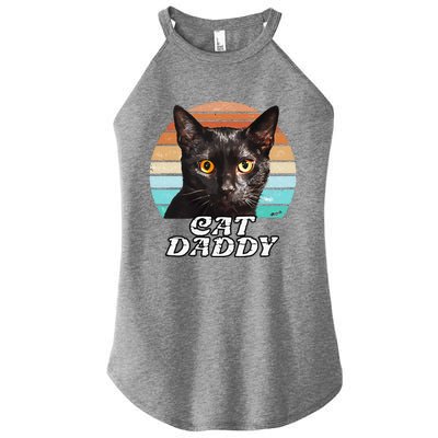 Cat Daddy Black Cat Vintage Eighties Style Cat Retro Cute Dog Women's Perfect Tri Rocker Tank