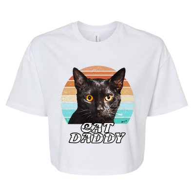 Cat Daddy Black Cat Vintage Eighties Style Cat Retro Cute Dog Bella+Canvas Jersey Crop Tee