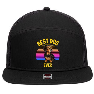 Cute Dachshund Best Dog Puppy Lover Retro Gift 7 Panel Mesh Trucker Snapback Hat