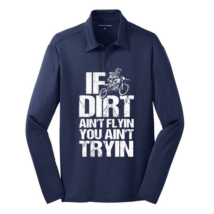 Cool Dirt Bike Art For Dirtbike Motorcycle Racing Silk Touch Performance Long Sleeve Polo