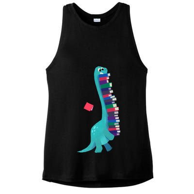 Cute Dinosaur Book Reading Readasaurus Ladies PosiCharge Tri-Blend Wicking Tank