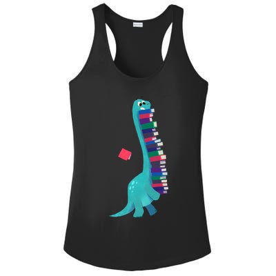 Cute Dinosaur Book Reading Readasaurus Ladies PosiCharge Competitor Racerback Tank