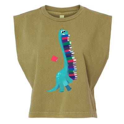 Cute Dinosaur Book Reading Readasaurus Garment-Dyed Women's Muscle Tee