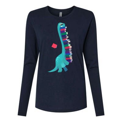 Cute Dinosaur Book Reading Readasaurus Womens Cotton Relaxed Long Sleeve T-Shirt