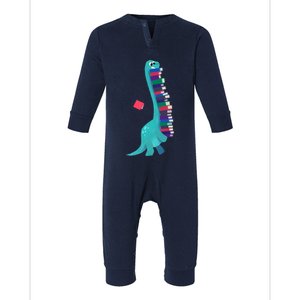 Cute Dinosaur Book Reading Readasaurus Infant Fleece One Piece