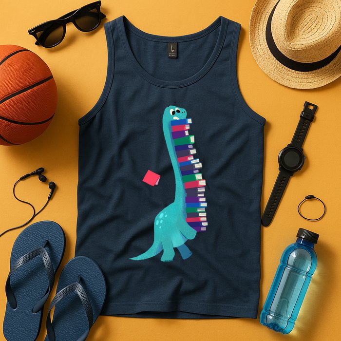Cute Dinosaur Book Reading Readasaurus Tank Top