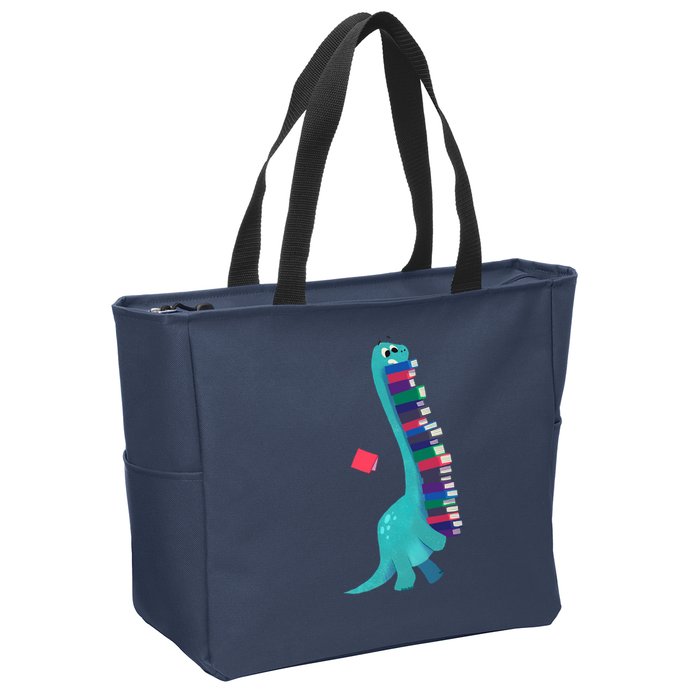 Cute Dinosaur Book Reading Readasaurus Zip Tote Bag