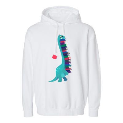 Cute Dinosaur Book Reading Readasaurus Garment-Dyed Fleece Hoodie