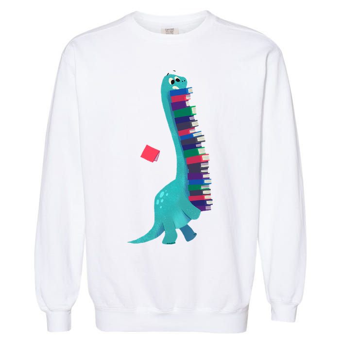 Cute Dinosaur Book Reading Readasaurus Garment-Dyed Sweatshirt