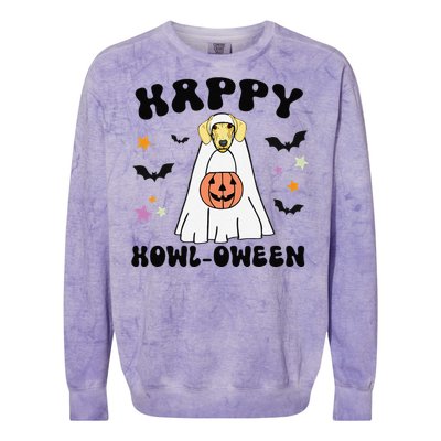 Cream Dachshund Boo Ghost Dog Lover Happy Halloween Colorblast Crewneck Sweatshirt