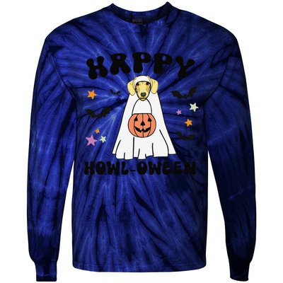 Cream Dachshund Boo Ghost Dog Lover Happy Halloween Tie-Dye Long Sleeve Shirt