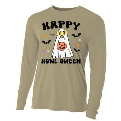 Cream Dachshund Boo Ghost Dog Lover Happy Halloween Cooling Performance Long Sleeve Crew