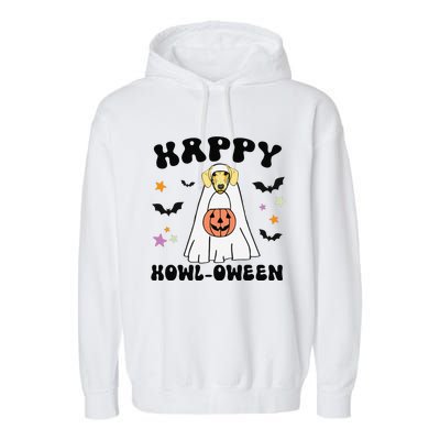 Cream Dachshund Boo Ghost Dog Lover Happy Halloween Garment-Dyed Fleece Hoodie