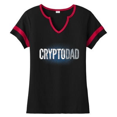 Crypto Dad Bitcoin Cryptocurrency Father Ladies Halftime Notch Neck Tee