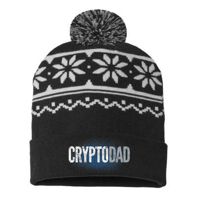 Crypto Dad Bitcoin Cryptocurrency Father USA-Made Snowflake Beanie