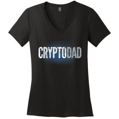 Crypto Dad Bitcoin Cryptocurrency Father Women's V-Neck T-Shirt