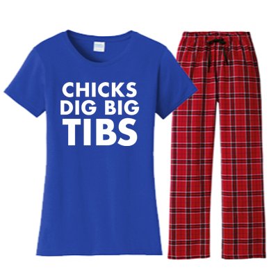 Chicks Dig Big Tibs Gift Funny Workout Leg Day Fitness Gym Gift Women's Flannel Pajama Set