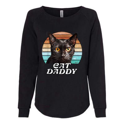 Cat Daddy Black Cat Vintage Eighties Style Cat Retro Womens California Wash Sweatshirt