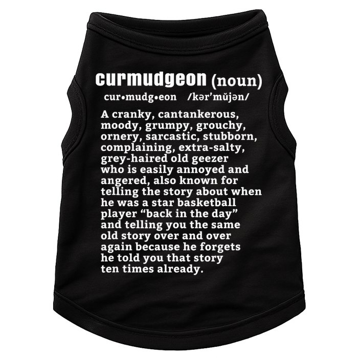 CURMUDGEON Definition Basketball Version Funny Senior Citizens Doggie Tank