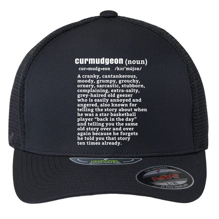 CURMUDGEON Definition Basketball Version Funny Senior Citizens Flexfit Unipanel Trucker Cap