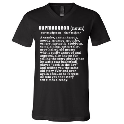 CURMUDGEON Definition Basketball Version Funny Senior Citizens V-Neck T-Shirt