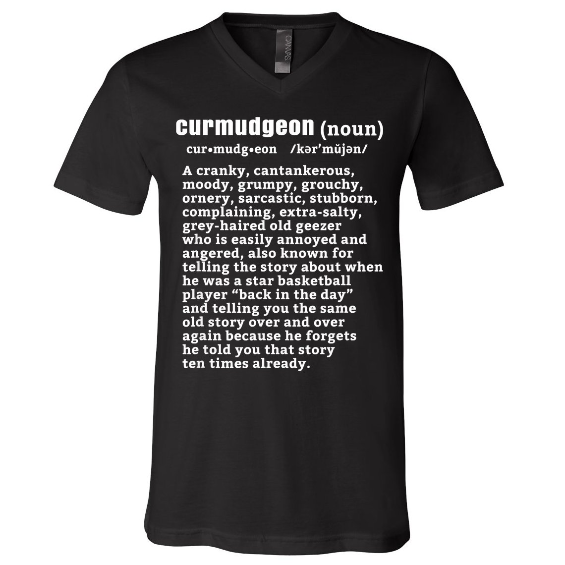 CURMUDGEON Definition Basketball Version Funny Senior Citizens V-Neck T-Shirt