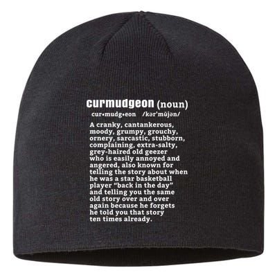 CURMUDGEON Definition Basketball Version Funny Senior Citizens Sustainable Beanie