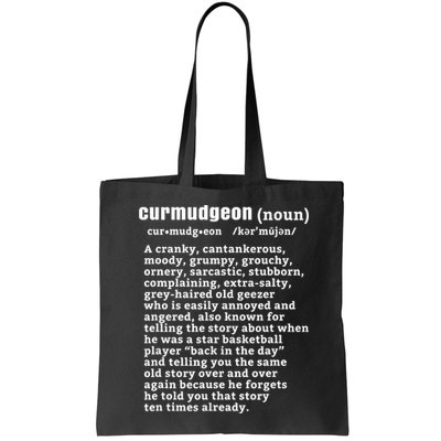 CURMUDGEON Definition Basketball Version Funny Senior Citizens Bag
