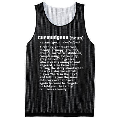 CURMUDGEON Definition Basketball Version Funny Senior Citizens Mesh Reversible Basketball Jersey Tank