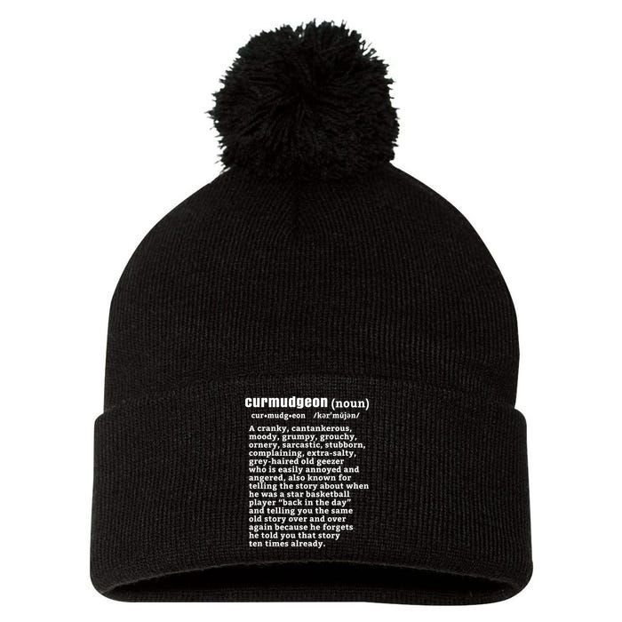 CURMUDGEON Definition Basketball Version Funny Senior Citizens Pom Pom 12in Knit Beanie