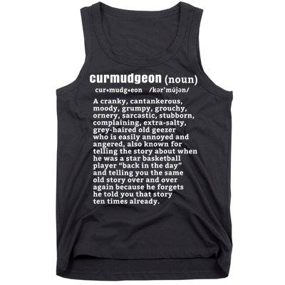 CURMUDGEON Definition Basketball Version Funny Senior Citizens Tank Top