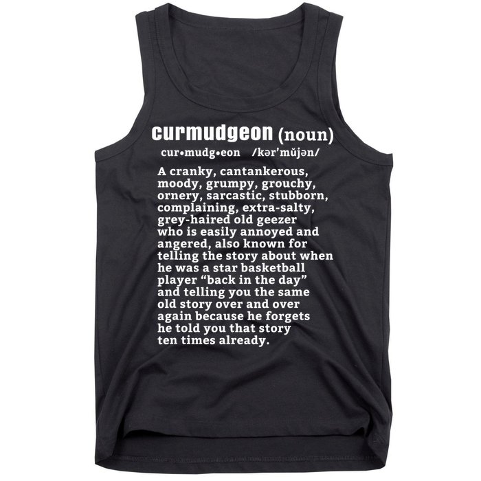 CURMUDGEON Definition Basketball Version Funny Senior Citizens Tank Top