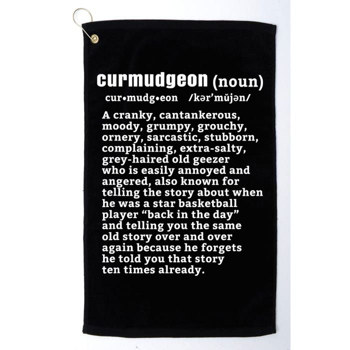CURMUDGEON Definition Basketball Version Funny Senior Citizens Golf Towel