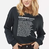 CURMUDGEON Definition Basketball Version Funny Senior Citizens Cropped Pullover Crew