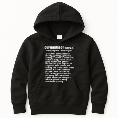 CURMUDGEON Definition Basketball Version Funny Senior Citizens Kids Hoodie