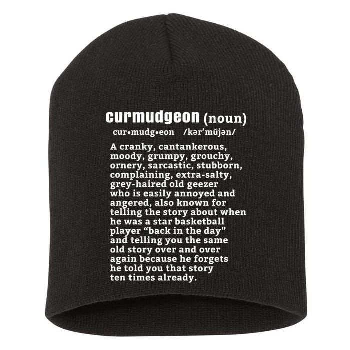 CURMUDGEON Definition Basketball Version Funny Senior Citizens Short Acrylic Beanie