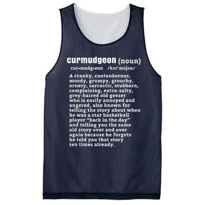 CURMUDGEON Definition Basketball Version Funny Senior Citizens Mesh Reversible Basketball Jersey Tank