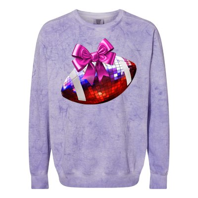 Cute Disco Ball Football Coquette Ribbon Style Colorblast Crewneck Sweatshirt