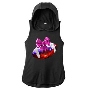 Cute Disco Ball Football Coquette Ribbon Style Ladies PosiCharge Tri-Blend Wicking Draft Hoodie Tank