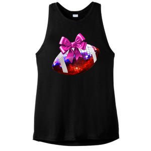 Cute Disco Ball Football Coquette Ribbon Style Ladies PosiCharge Tri-Blend Wicking Tank