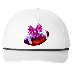 Cute Disco Ball Football Coquette Ribbon Style Snapback Five-Panel Rope Hat