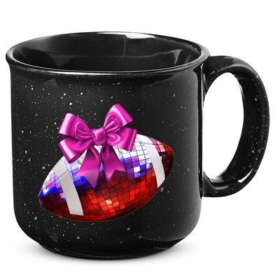 Cute Disco Ball Football Coquette Ribbon Style 15oz Campfire Ceramic Mug