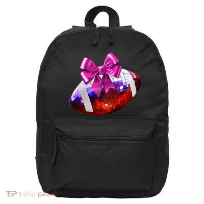 Cute Disco Ball Football Coquette Ribbon Style 16 in Basic Backpack