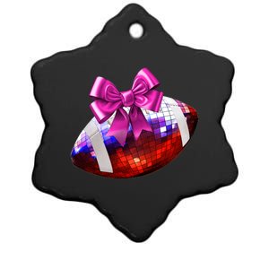 Cute Disco Ball Football Coquette Ribbon Style Ceramic Star Ornament