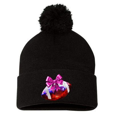 Cute Disco Ball Football Coquette Ribbon Style Pom Pom 12in Knit Beanie