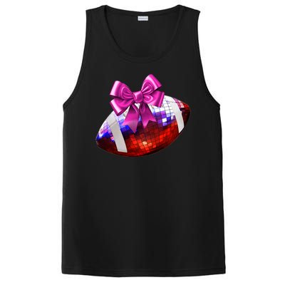 Cute Disco Ball Football Coquette Ribbon Style PosiCharge Competitor Tank