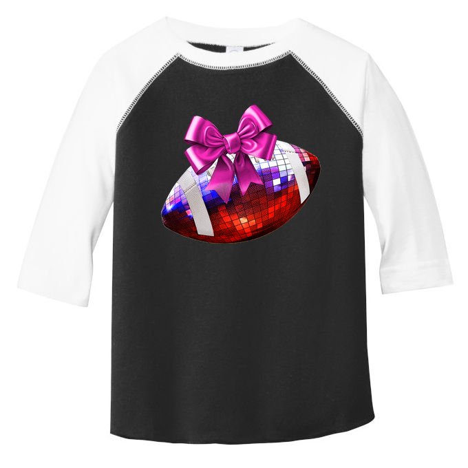 Cute Disco Ball Football Coquette Ribbon Style Toddler Fine Jersey T-Shirt