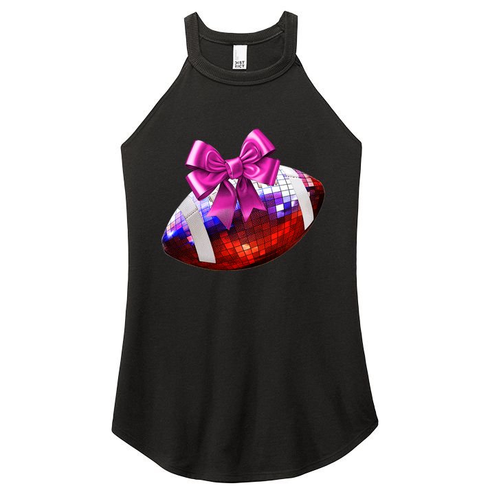 Cute Disco Ball Football Coquette Ribbon Style Women's Perfect Tri Rocker Tank