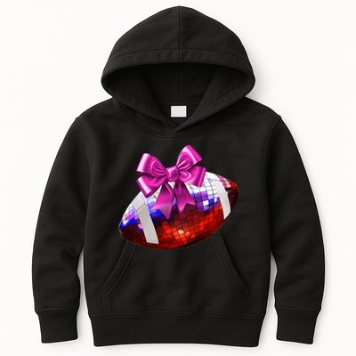 Cute Disco Ball Football Coquette Ribbon Style Kids Hoodie